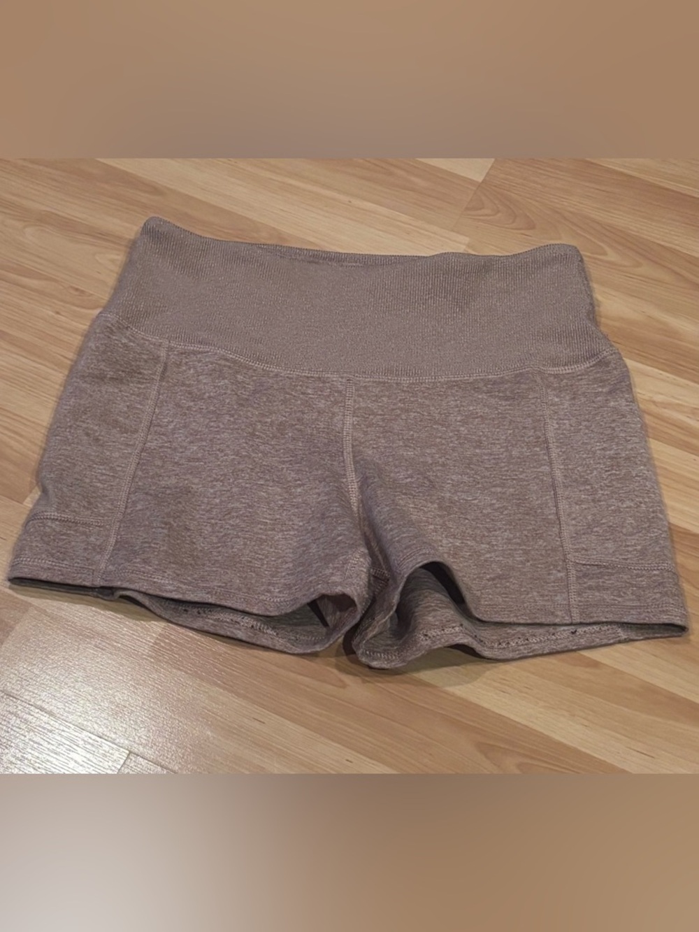 5/$25 Zobha Ribbed High - Waist Bike Shorts — Taupe Brown
